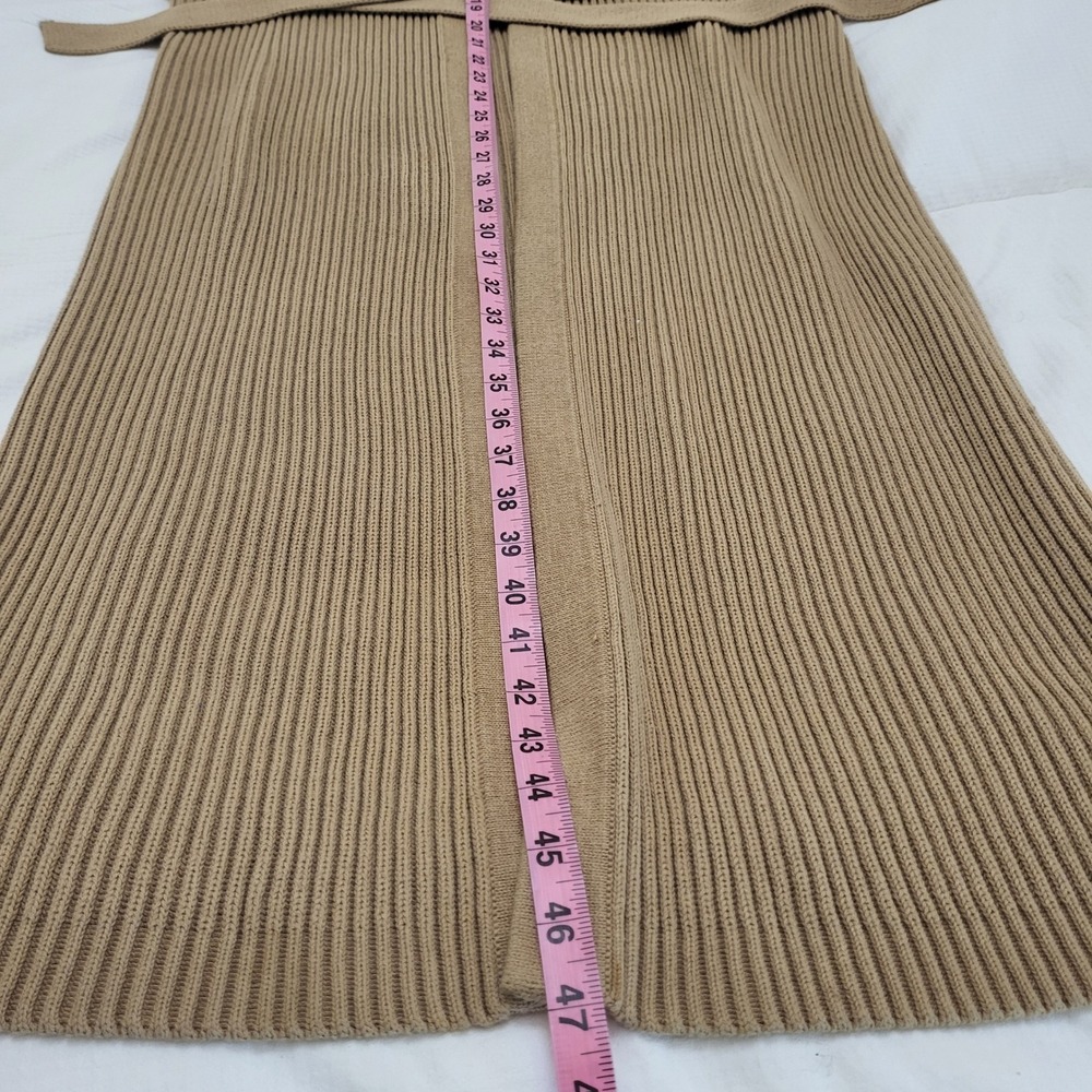 J. Crew Beige Preppy Dystopian Hooded Belted Chunky Knit Maxi Duster Sweater M - Picture 8 of 8